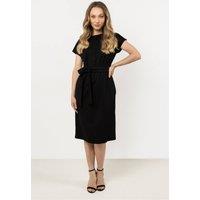 Love Lace Women's Awama Tie Waist Short Sleeve Day Dress in Black | Size: Small