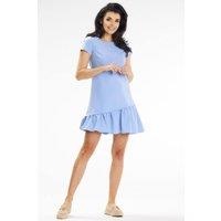 Love Lace Women's Asymmetrical Ruffle Mini Trapeze Dress in Blue | Size: XL