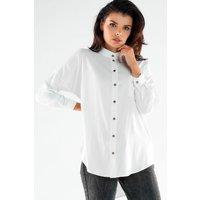 Love Lace Women's Buttoned Long Sleeve Stand Up Shirt in White | Size: S/M
