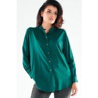 Love Lace Women's Long Sleeve Stand Up Button Shirt Poland in Green | Size: S/M