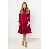 Love Lace Women's Elegance Flared Daydress with Boat Neck Pleats in Red | Size: XL