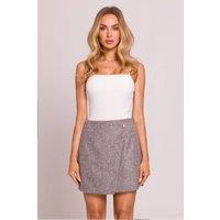 Love Lace Women's Asymmetrical Trapeze Mini Skirt with Heart Button in Grey | Size: XL