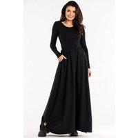 Love Lace Women's Trapeze Long Skirt with Pockets Elastic Waist in Black | Size: Large/XL