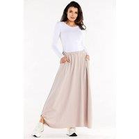 Love Lace Women's Trapeze Long Skirt with Pockets & Cutouts in Beige | Size: S/M