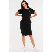 Love Lace Women's Summer Cotton Elastane Short Sleeve Mini Dress in Black | Size: XL