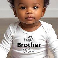 Aye Do Gifts Boy's Personalised Little Brother Baby Outfit: Baby Grow in White | Size: Newborn