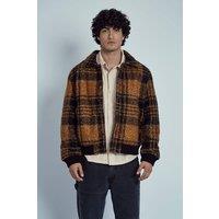 Native Youth Men's Check Collared Boucle Button Jacket in Orange | Size: Medium