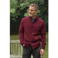 WoolOvers Men's Mens 100% Pure Wool Button Everyday Cardigan in Red | Size: Large