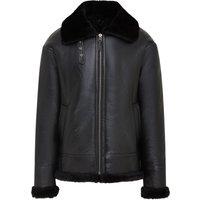 Infinity Leather Men's Pilot B3 Flying Shearling Sheepskin WWII Bomber Aviator Jacket in Black | Size: Small