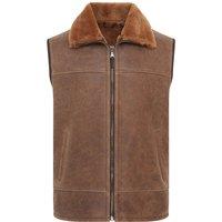 Infinity Leather Men's Aviator Shearling Bomber Gilet - Ambler in Brown | Size: XL
