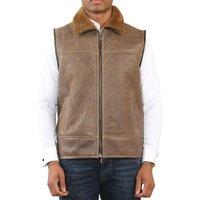TruClothing Men's Aviator Shearling Sheepskin Gilet in Light Brown | Size: XL