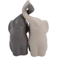 Living and Home Set of 2 Ceramic Couple Elephant Statue Figurine Ornaments in Grey