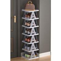 H&O Direct 7-Tier Corner Vertical Shoe Rack in Grey