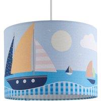 First Choice Lighting Sailing Boats Scene - Blue 25cm Easy Fit Pendant Fabric Shade