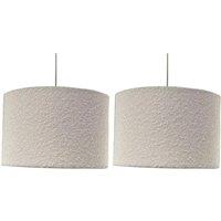 First Choice Lighting Set of 2 Boucle - Cream 30cm Easy Fit Pendant Shade or Lampshades