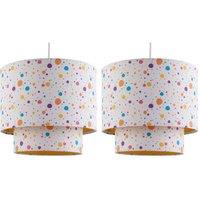 First Choice Lighting Set of 2 Rainbow - Polka Dot 25cm Easy Fit Pendant 2 Tier Shades
