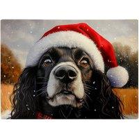 Warren Reed - Designer Christmas Cocker Spaniel Glass Chopping Board