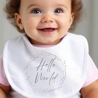 Aye Do Gifts Personalised Hello World Circle Baby Outfit: Bib in White