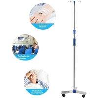 Nordara Portable Adjustable IV Pole Stainless Steel Drip Stand With Wheels in Silver | Size: 100g