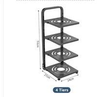 Nordara Black Adjustable 4 Tier Cookware Stand Saucepan Pot Organiser Rack