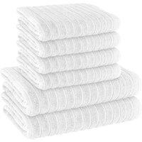 Nordara White Luxury 6 Piece Towel Bale Set Soft Ribbed Hydro Cotton 500GSM