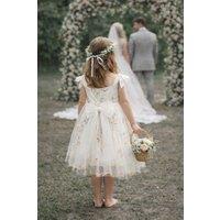 UK Flower Girl Boutique Girl's Enchanted Angel Dress - Embroidered White | Size: 11-12 Years