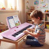 CASART Kids Piano Keyboard Portable Digital Music Keyboard w/ Carry Bag in Pink