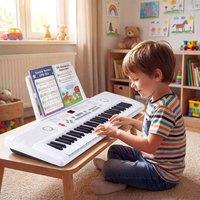 CASART Kids Piano Keyboard Portable Digital Music Keyboard w/ Carry Bag in White