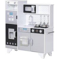 Nordara Kids Play Kitchen with Stove Sound Ice Coffee Maker Pretend Play Set in White | Size: 100 cm x 15 cm