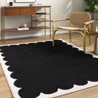 Livabliss Fossay Shag-Washable Black Cream Pink Modern High Pile Living Rug | Size: 200 cm x 275 cm