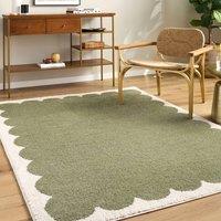 Livabliss Tivoli Washable Green Cream Modern High Pile Living Bedroom Rug | Size: 200 cm x 275 cm
