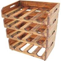 Berkfield Home Wine Racks 4 pcs for 16 Bottles Solid Reclaimed Wood in Brown
