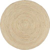Berkfield Home Handmade Rug Jute with Spiral Design White 120 cm | Size: 100 cm diameter