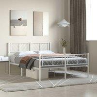 Berkfield Home Metal Bed Frame with Headboard & Footboard White 135x190 cm Double