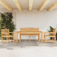 Berkfield Home 4 Piece Garden Dining Set Solid Wood Teak in Brown