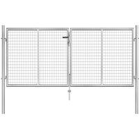 Berkfield Home Garden Gate Galvanised Steel 306x150 cm Silver