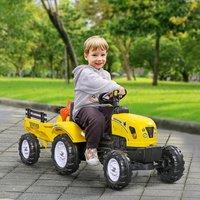 HOMCOM Pedal Go Kart Ride on Tractor with Shovel & Rake Four Wheels Child Toy in Yellow