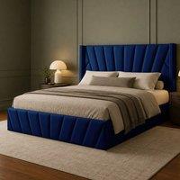 Desire Deco Luxury Plush Velvet Novada Bed Frame in Blue | Size: Double
