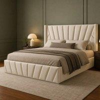 Desire Deco Luxury Plush Velvet Novada Bed Frame in Cream | Size: King