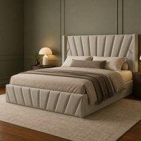 Desire Deco Luxury Plush Velvet Novada Bed Frame in Light Beige | Size: Super King