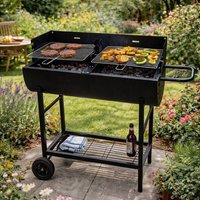 Gr8 Garden Half Barrel Dual Zone Charcoal BBQ in Black