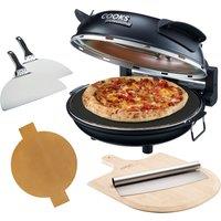 Cooks Professional Electric Pizza Oven Set with Board, Paddles, Baking Sheet & Cutter in Black