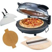 Cooks Professional Electric Pizza Oven Set with Board, Paddles, Baking Sheet & Cutter in Grey