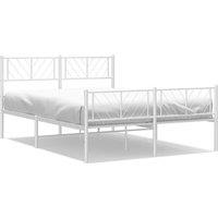 Berkfield Home Metal Bed Frame with Headboard & Footboard White 135x190 cm Double