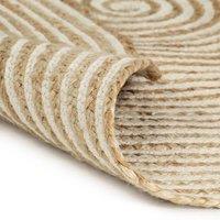 Berkfield Home Handmade Rug Jute with Spiral Design White 120 cm | Size: 100 cm diameter