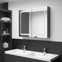Berkfield Home LED Bathroom Mirror Cabinet Shining Grey 80x12x68 cm | Size: 80 x 12 x 68 cm