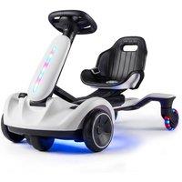 CASART Kids Ride on Drift Car 2-In-1 Go Kart w/Adjustable Seat & LED Lights in White