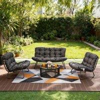 FURNITURE ONE 4 Pieces Outdoor Patio Furniture Set, with Coffee Table in Dark Grey