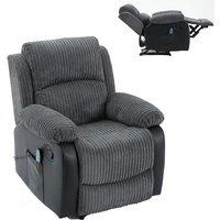 FURNITURE ONE Manual Recliner Sofa, Corduroy Fabric Electric Massage Armchair in Grey | Size: 1 Seater