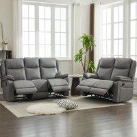 FURNITURE ONE Manual Recliners Sofa, Recliner Couches Set, 2 Seater + 3 Seater - Grey | Size: 1 Pack